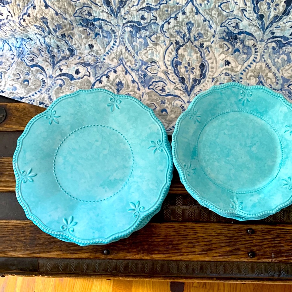 Set of melamine dishes turquoise set of 4